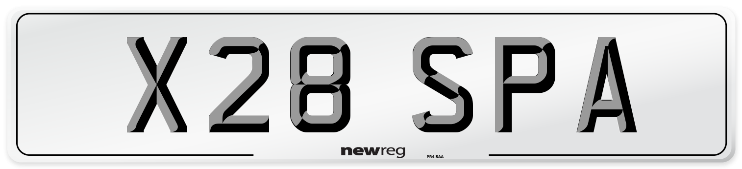 X28 SPA Number Plate from New Reg